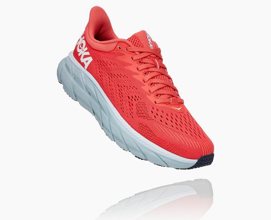 Tenis Hoka One One Mujer Rojos/Blancos - Clifton 7 - ZPSL85642